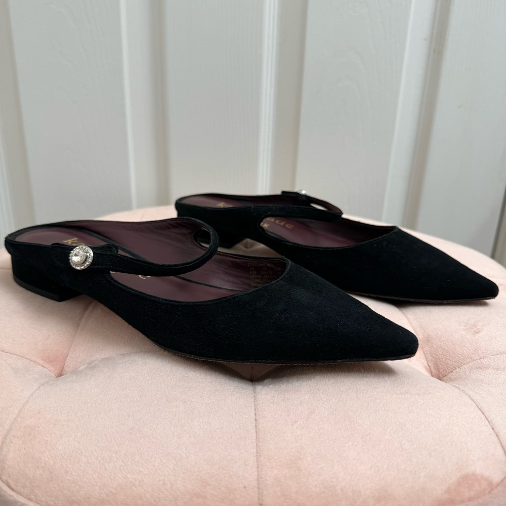 Kate Spade Black Suede Meg Pointed Toe Mules Size 9.5